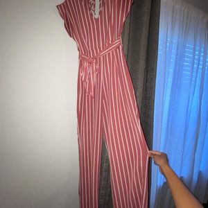 Crystal Sky pink with white Jumpsuit